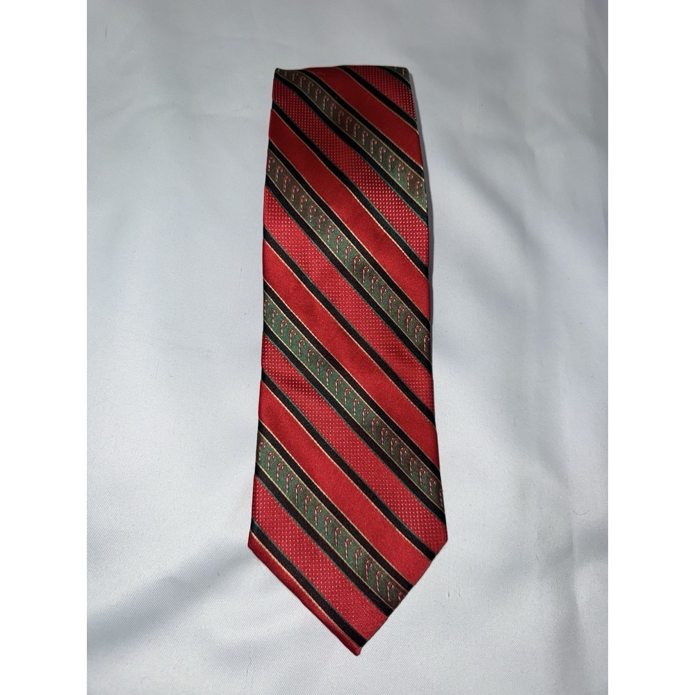Hallmark Holiday Traditions Tie , Green And Red Candy Cane Striped